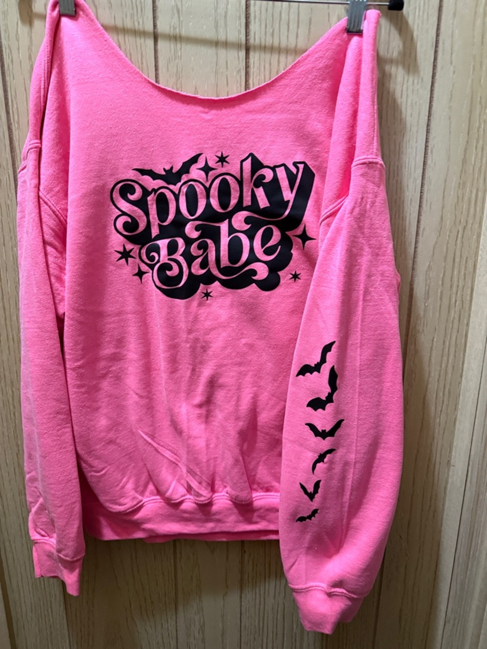 Spooky Babe Off-Shoulder Pink Women's Sweater